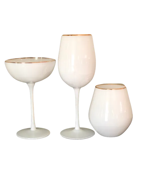 White Gold Rimmed Glassware