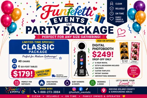 Classic Party Package with available photo booth add on 