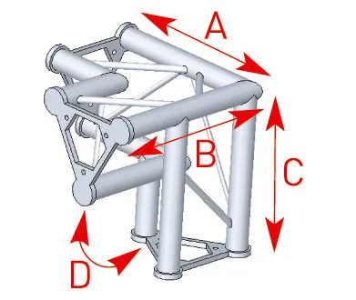 Angle vertical 3 départs pied gauche 90° lg 0m40 x 0m40 x 0m40