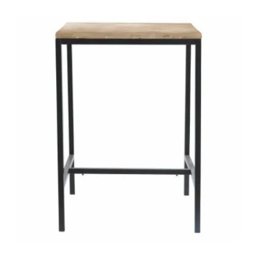Table Haute Plateau Bois Pieds Métal 75x75xh90 cm