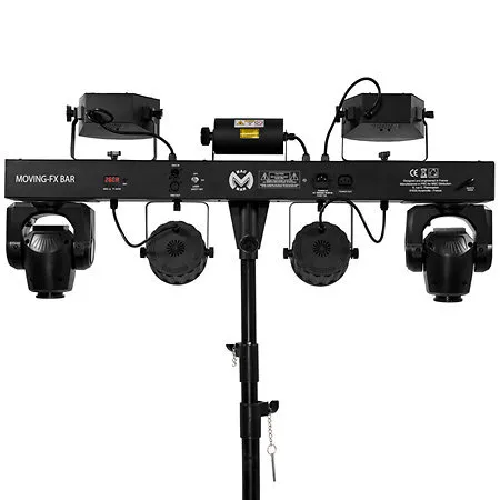 Moving-Fx Bar 2 lyres Spot de 30 W, 2 effets Derby, 2 PAR à LED 4-en-1 RGB-UV