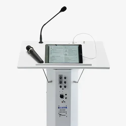 Pupitre pour Discour Blanc amplifié avec micro intégré
