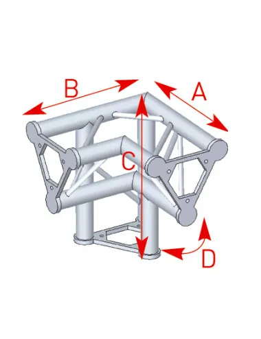Angle vertical 3 départs pied droit 90° lg 0m40 x 0m40 x 0m40