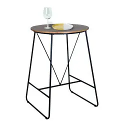 Table Haute Bois Métal Diam 70cm