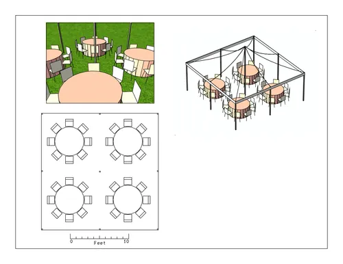 20 x 20 Marquee Tent with No Walls, 4 6 ft Tables and 32 Chairs