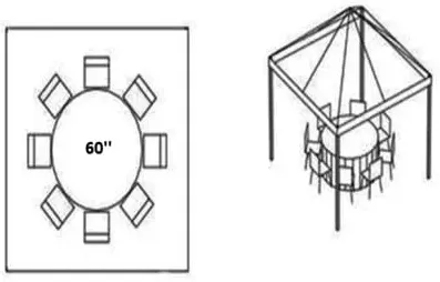 10 x 10 Popup Tent No Walls. 1 60’’ Rd Table and 8 Chairs 