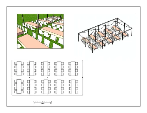 20 x 40 Marquee Tent with No Walls, 10 8 ft Tables and 80 Chairs