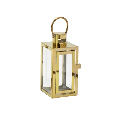 Gold Frame Lantern with Glass Small (New)