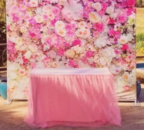 Pink Tulle Table Skirting (Medium)
