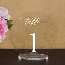 Acrylic round table numbers with bridal sign # 1-6