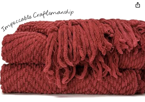 Red Throw Blanket with Tassels