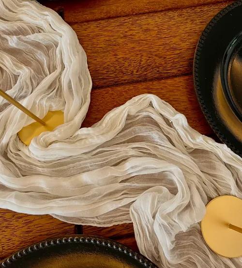 White CheeseCloth Table Runner