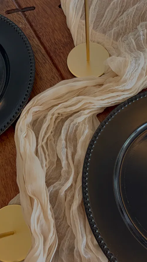 Beige CheeseCloth Table Runner