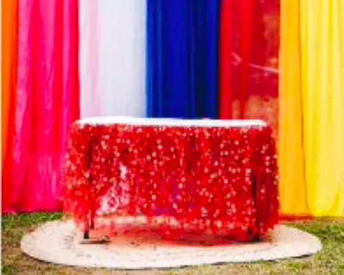 Red Table Skirting (medium)