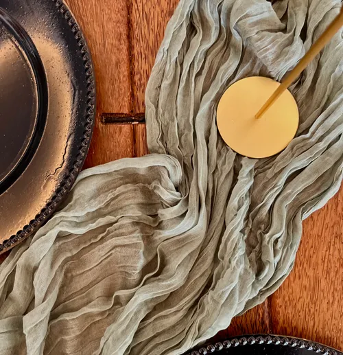 Sage Green CheeseCloth Table Runner