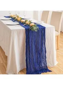 Navy Blue Cheesecloth Table Runner