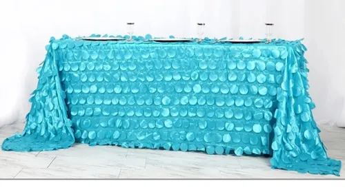 6ft Turquoise Petal Leaf Tablecloth