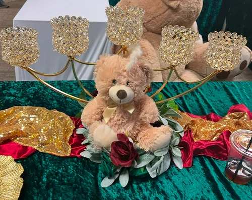 Five Arm Gold Crystal Centerpiece