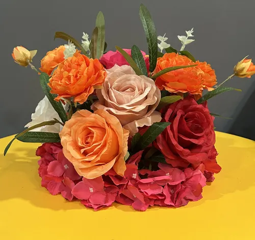 Orange, Fuchsia and White 1/2 Flower Ball (Small)