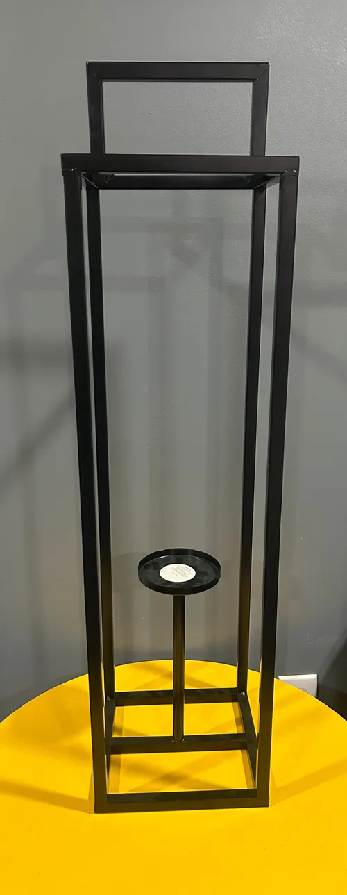 Tall Black Lantern with Candle Holder (31 Inches Tall)