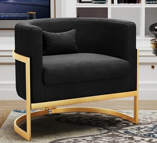 Black and Gold Velvet Arm Chair