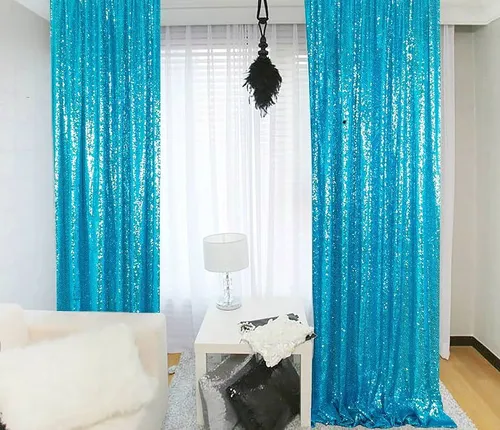 Turquoise Sequin Backdrop Panel