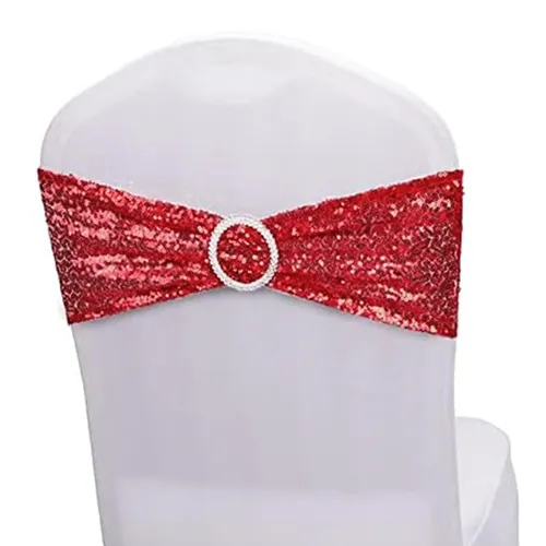 Red Sequin Spandex Chair Ties