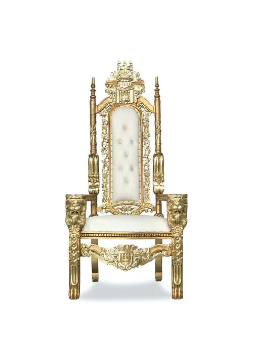 Gold and White King Throne Chair