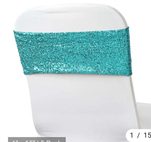 Turquoise Sequin Chair Sash