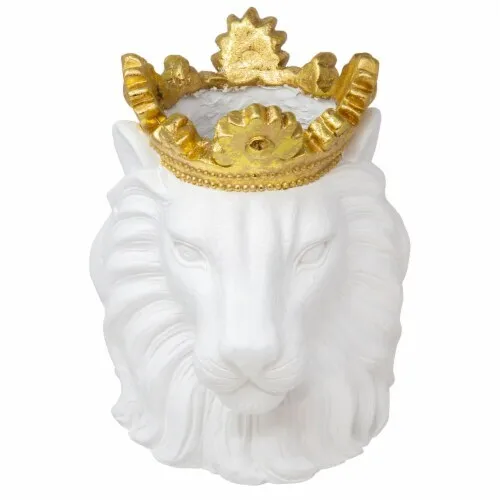 White Lion Head with Gold Crown