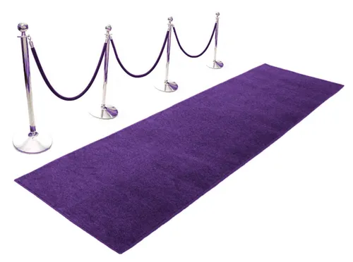 Purple and Silver Carpet and Stanchion Set