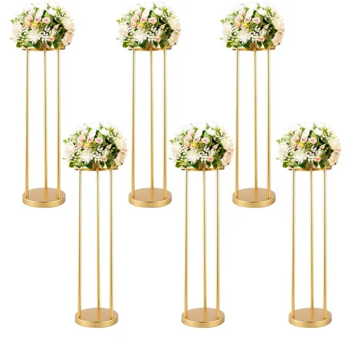 Tall Gold Round Floral Stand
