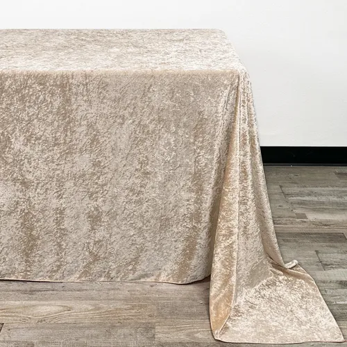 6ft Champagne Velvet Tablecloth