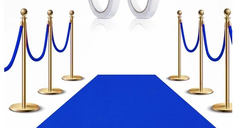 Blue and Gold Carpet and Stanchion Set