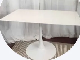 White Table with Round Base