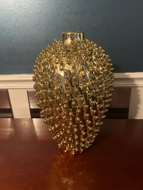 Large Gold Beaded Vase