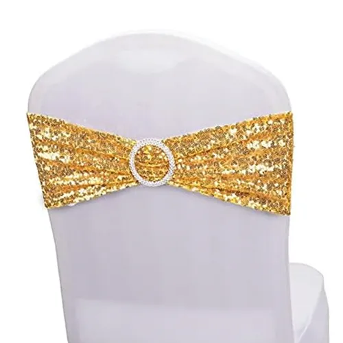 Gold Sequin Spandex Chair Ties