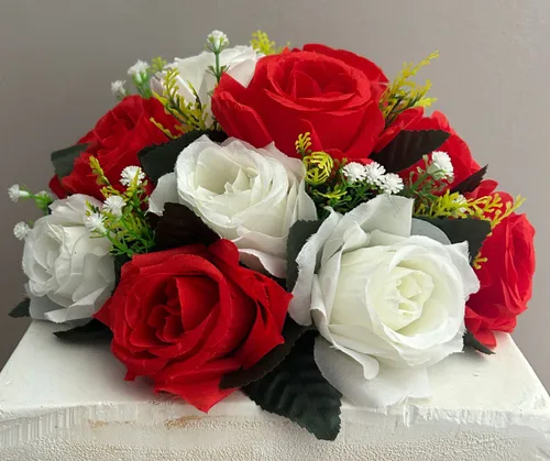 Red and White Silk Floral Centerpiece
