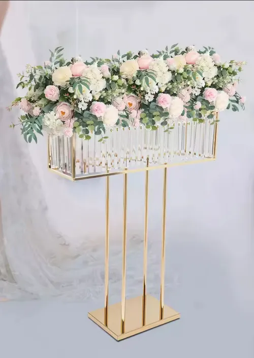Gold and Crystal Floral Stand (Square)