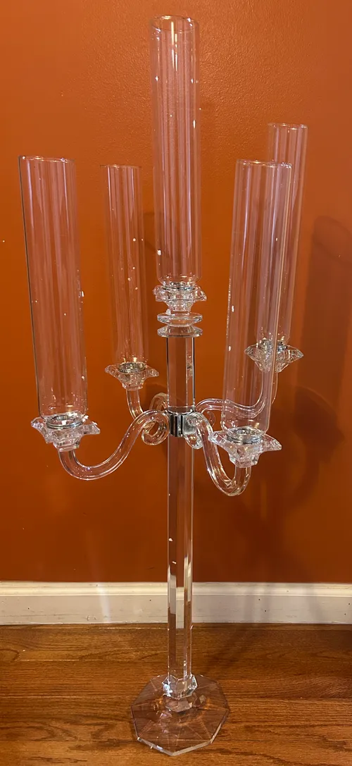 Glass 5 Arm Candelabra