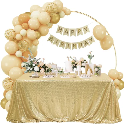 6ft Gold Sequin Tablecloth