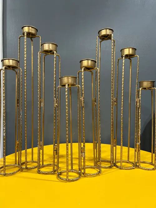 Gold 8 Arm Tea Light Centerpiece (16 Inches Tall)