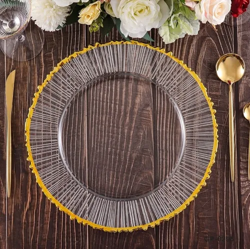 Gold Ribbed Glass Charger Plates