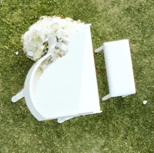 White Baby Grand Piano Shell with Stool