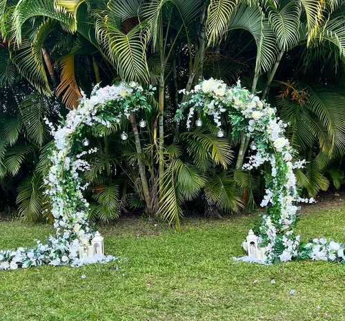 Deconstructed Signature Faux Floral Arch (green & white)