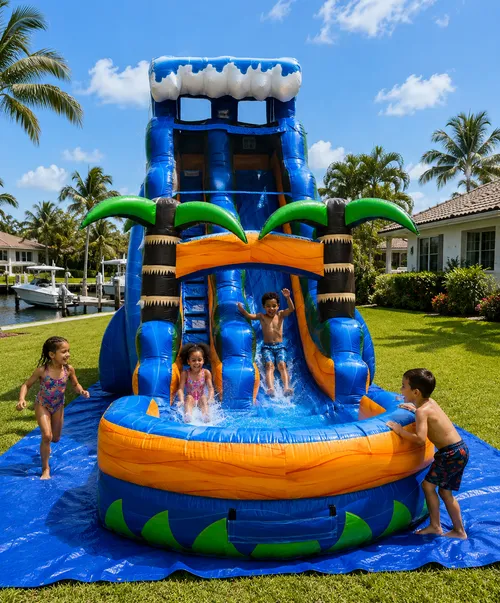 22ft Blue Tropical Waterslide