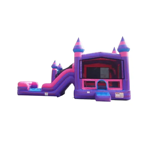 Purplish Bounce House & Dual Lane Slide Combo (Splash Pad)