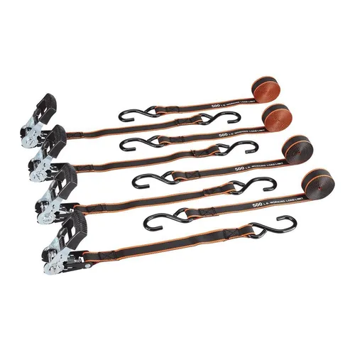 Ratcheting Tie Downs 500 lb. Capacity, 1 in. x 15 ft., 4-Pack