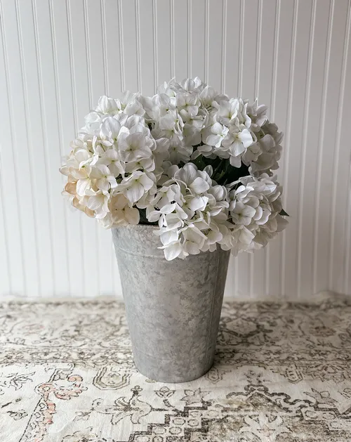 Faux Florals in Galvanized Vase