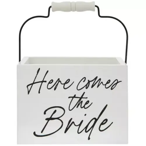 Here Comes The Bride Wood Flower Basket